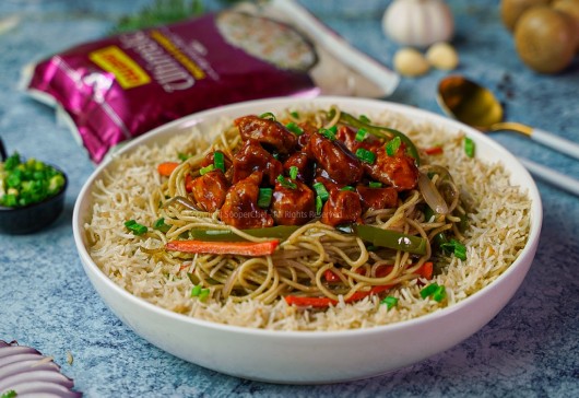 Manchurian Noodles Rice Platter Recipe