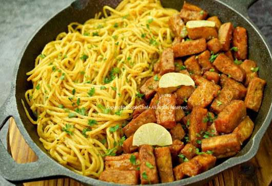 Butter Garlic Tikka Skillet with Spaghetti Recipe