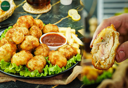 Crispy Chicken Stuffed Potato Balls Recipe by SooperChef