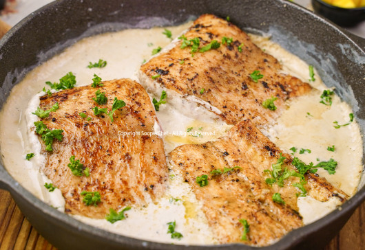 Pan-Fried Fish with White Sauce Recipe by SooperChef